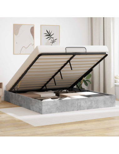 Letto ottomano Grigio cemento 160 x 200 cm Legno multistrato