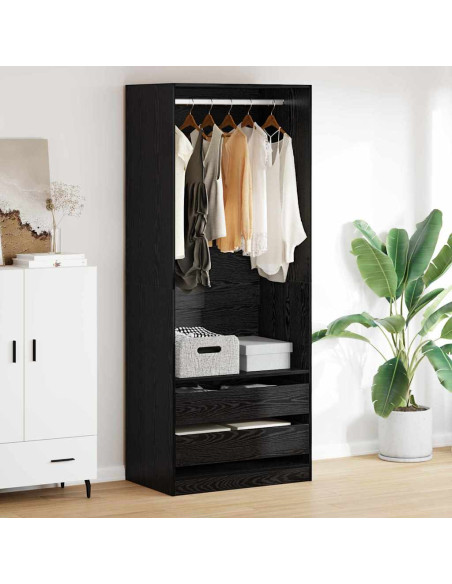 Guardaroba Rovere Nero 80 x 50 x 200 cm Legno multistrato