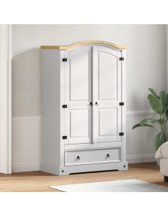 Guardaroba con cassetto Bianco 101 x 52 x 170 cm Pino massello