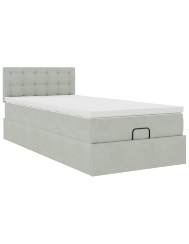 Struttura Letto Pouf con Materasso 90x190 cm in Velluto