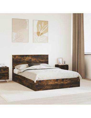 Letto con Contenitore con testiera Rovere fumé 160 x 200 cm