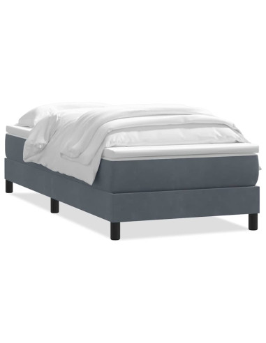 Giroletto a Molle con Materasso Grigio Scuro 80x220 cm Velluto