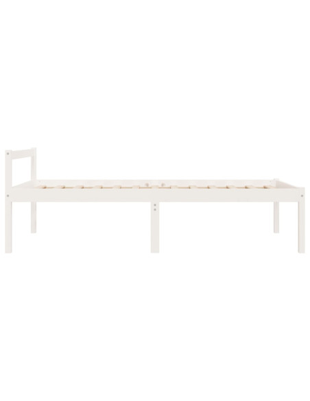 Letto per Anziani Bianco 75x190 cm Small Single Legno di Pino
