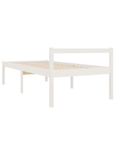 Letto per Anziani Bianco 90x190 cm Single in Legno di Pino