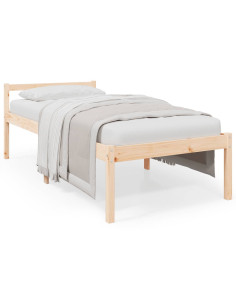 Letto per Anziani 90x190 cm Single in Legno Massello di Pino
