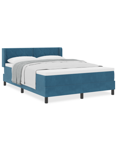 Letto a molle con materasso Blu Scuro 200 x 160 cm Poliestere