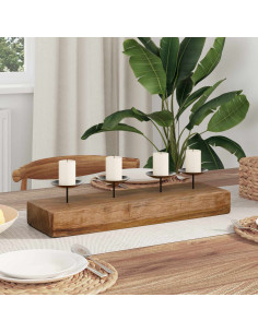 Candelabro Naturale 50 x 15 x 10 cm Legno massello di teak