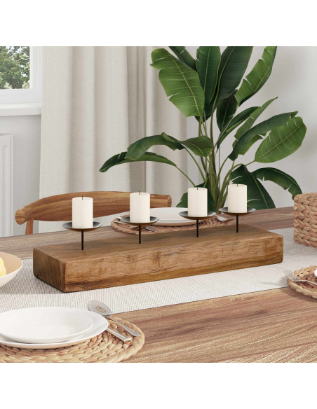 Candelabro Naturale 50 x 15 x 10 cm Legno massello di teak