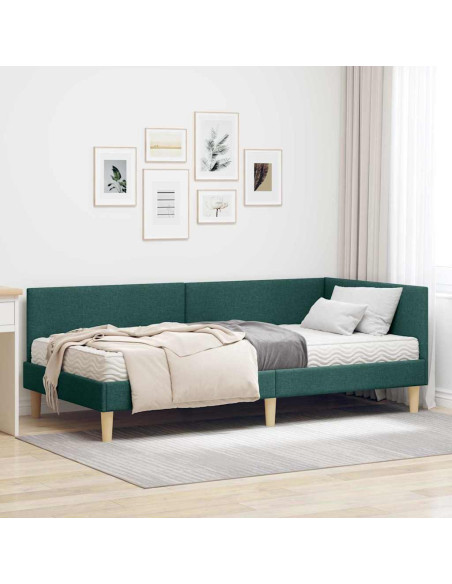 Struttura Letto Angolare con Materasso 2 pcs Verde Tessuto