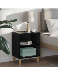 Armadietto per letto Rovere Nero 40 x 30 x 50 cm