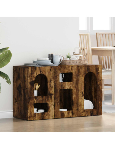 Credenza Rovere fumé 100 x 35 x 59 cm Legno multistrato
