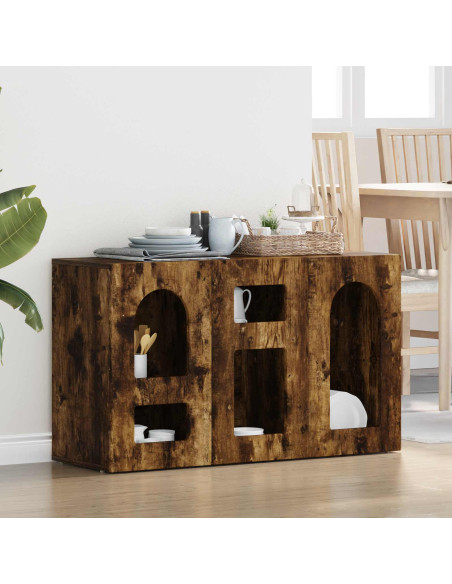 Credenza Rovere fumé 100 x 35 x 59 cm Legno multistrato
