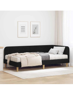 Cornice del letto ad angolo Nero 100 x 200 cm Tessuto