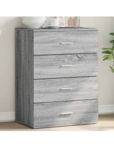 Credenza Grigio Sonoma 60x39x80 cm in Legno Multistrato