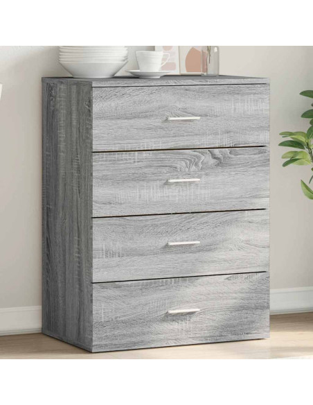 Credenza Grigio Sonoma 60x39x80 cm in Legno Multistrato