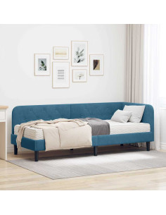 Cornice del letto ad angolo Blu 80 x 200 cm Velluto