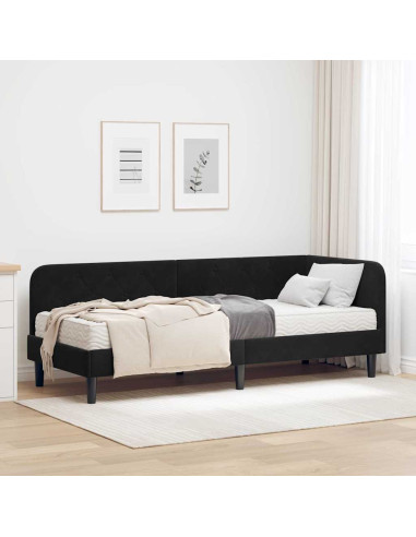 Cornice del letto ad angolo Nero 80 x 200 cm Velluto