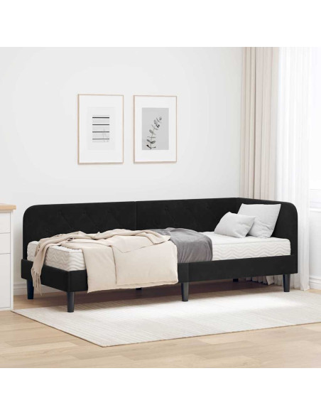 Cornice del letto ad angolo Nero 80 x 200 cm Velluto