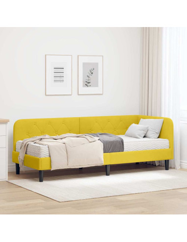 Cornice del letto ad angolo Giallo 80 x 200 cm Velluto