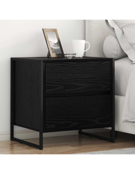 Comodino 2 pcs Rovere Nero 50 x 39.5 x 50 cm Legno multistrato