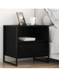 Comodino Rovere Nero 50 x 39,5 x 50 cm Legno multistrato