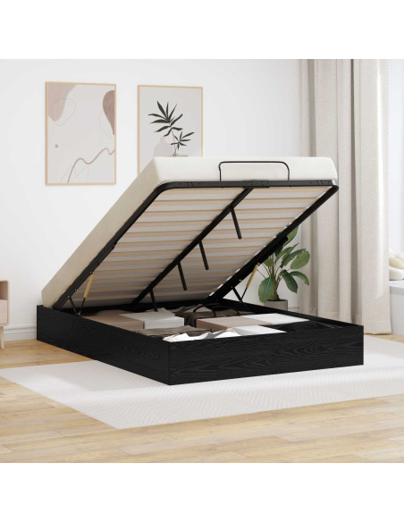 Letto ottomano Rovere Nero 193 x 120 x 25 cm Truciolare