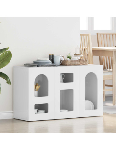 Credenza Bianco Lucido 100 x 35 x 59 cm Legno multistrato