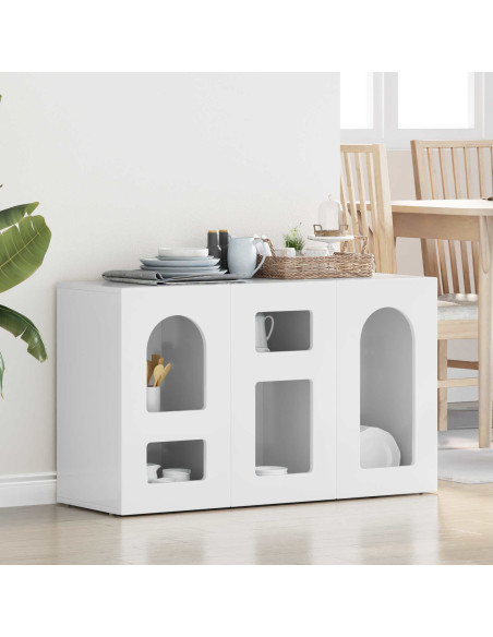 Credenza Bianco Lucido 100 x 35 x 59 cm Legno multistrato