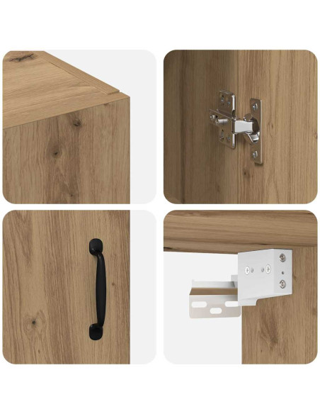 Mobiletto a muro 2 pcs Rovere artigianale 69,5 x 34 x 90 cm