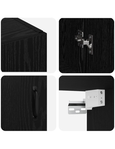 Mobiletto a muro 2 pcs Rovere Nero 69,5 x 34 x 90 cm