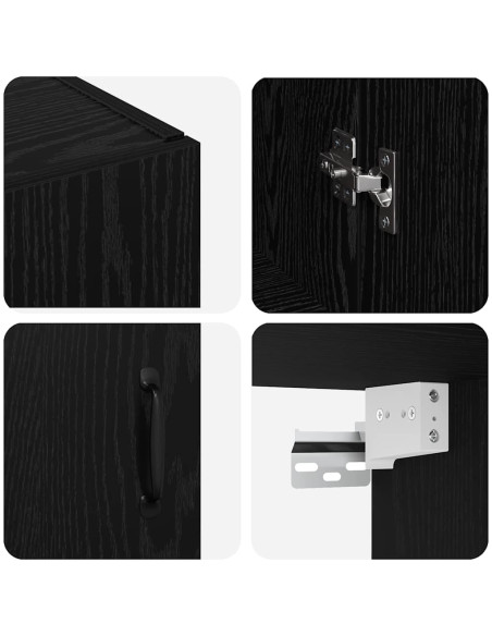 Mobiletto a muro 2 pcs Rovere Nero 69,5 x 34 x 90 cm