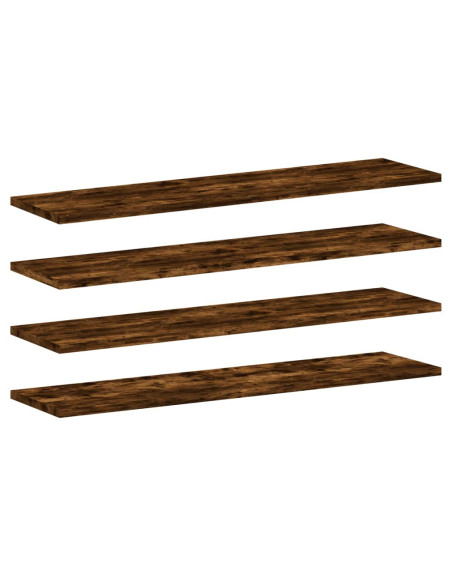 Mensole Parete 4pz Rovere Fumo 80x20x1,5 cm Legno Multistrato