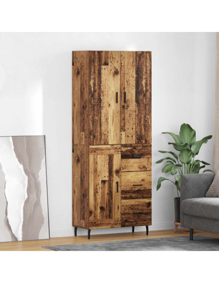 Credenza 2 pcs Legno vecchio Legno Stratificato e Vetro