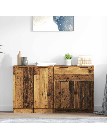 Credenza con cassetto 3 pcs Legno vecchio Legno multistrato