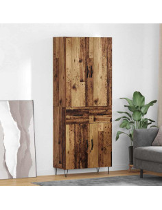 Credenza 2 pcs Legno vecchio Legno ingegnerizzato e vetro