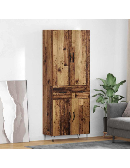 Credenza 2 pcs Legno vecchio Legno ingegnerizzato e vetro