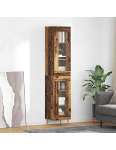 Credenza 2 pcs Legno vecchio Vetro