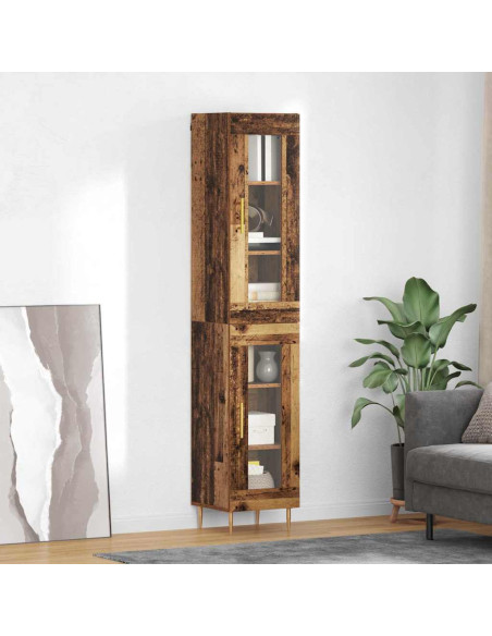 Credenza 2 pcs Legno vecchio Vetro