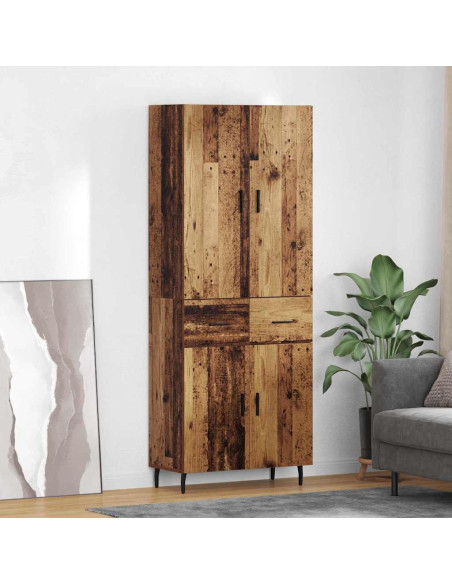 Credenza 2 pcs Legno vecchio Legno Stratificato e Vetro