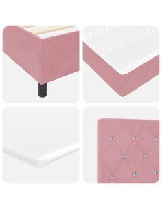 Letto a molle con materasso Rosa 100 x 200 cm Velluto