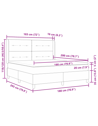 Letto a molle con materasso Crema 180 x 200 cm Tessuto