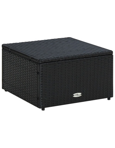 Poggiapiedi Ottomana in Polyrattan 53x53x30 cm Nero