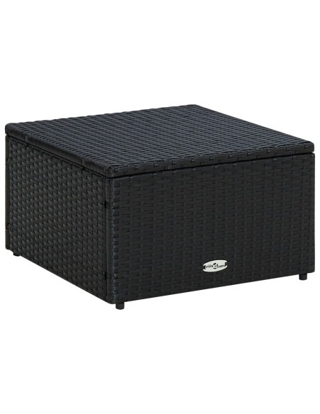 Poggiapiedi Ottomana in Polyrattan 53x53x30 cm Nero