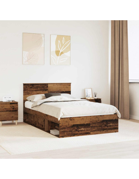 Struttura del letto con testiera Legno vecchio 135 x 190 cm