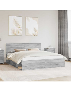 Struttura del letto con testiera Grigio Sonoma 200 x 200 cm