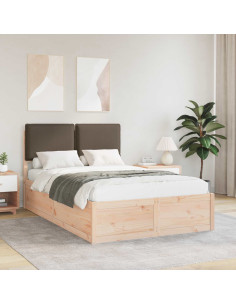 Letto con Testiera Rivestita Talpa 120 x 190 cm Pino massello