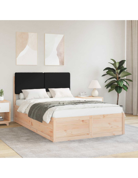 Letto con Testiera Rivestita Nero 120 x 200 cm Pino massello