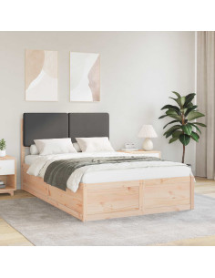 Letto con Testiera Rivestita Grigio scuro 120 x 190 cm