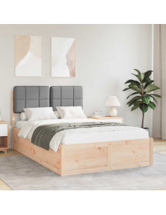 Letto con Testiera Rivestita Grigio chiaro 120 x 200 cm