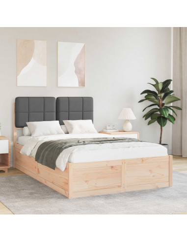 Letto con Testiera Rivestita Grigio scuro 120 x 200 cm